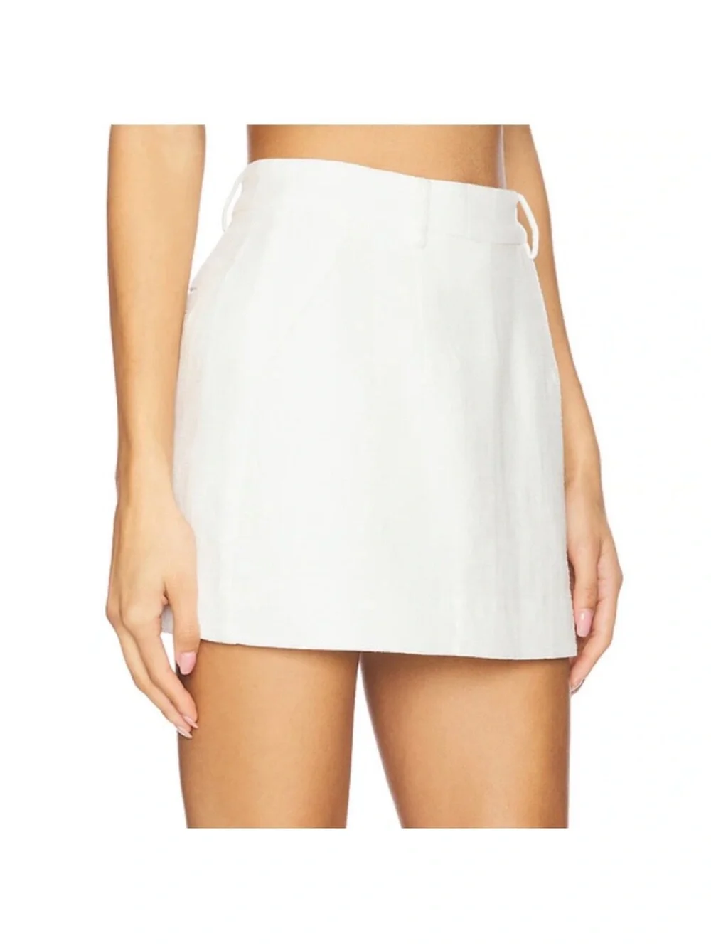 Sovere Cove Skort 100% Cotton Tweed Texture A-Line Shorts Mini Skirt Chalk White